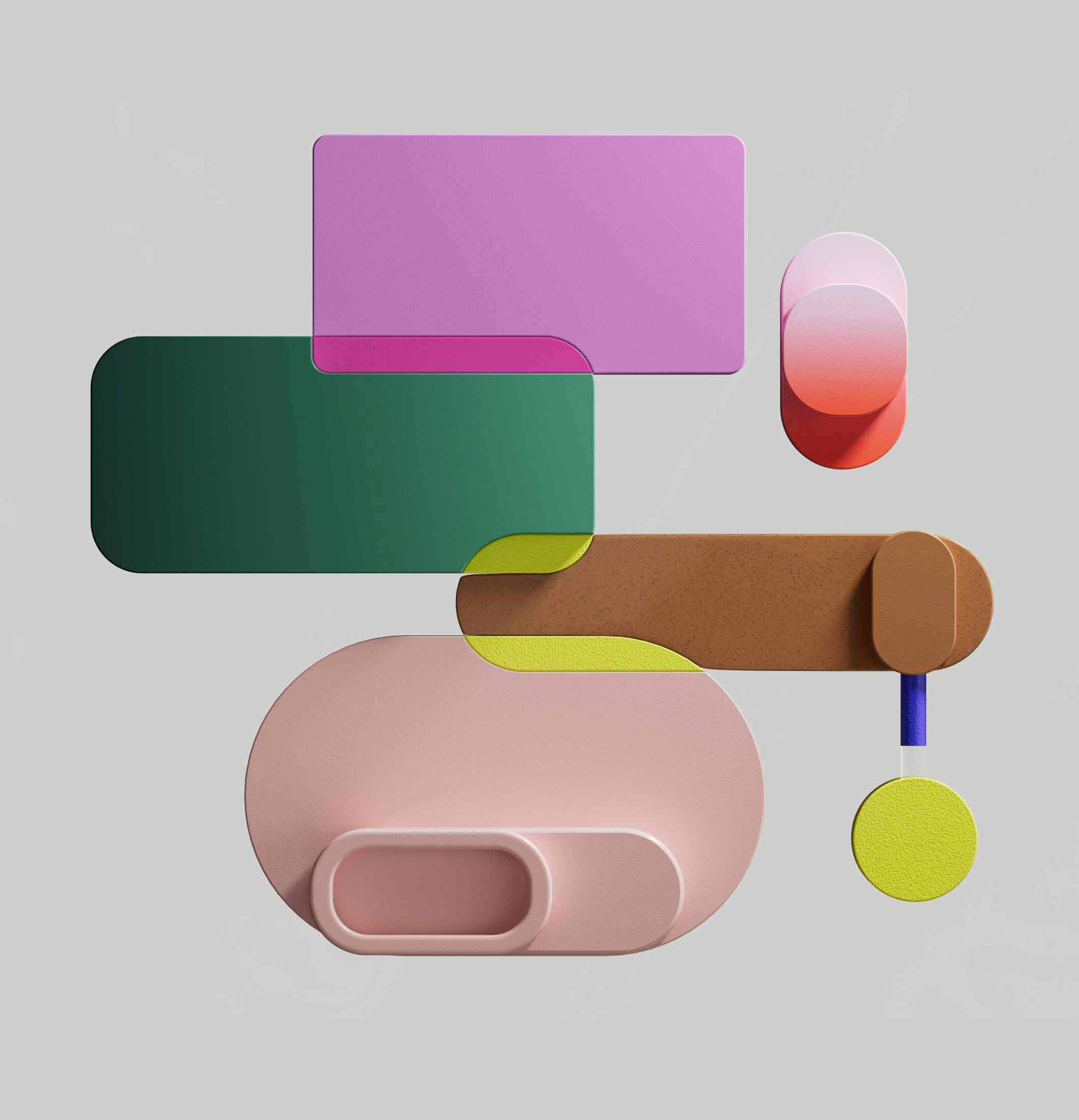 project-showcase-4 3D composition with shapes overlapping.